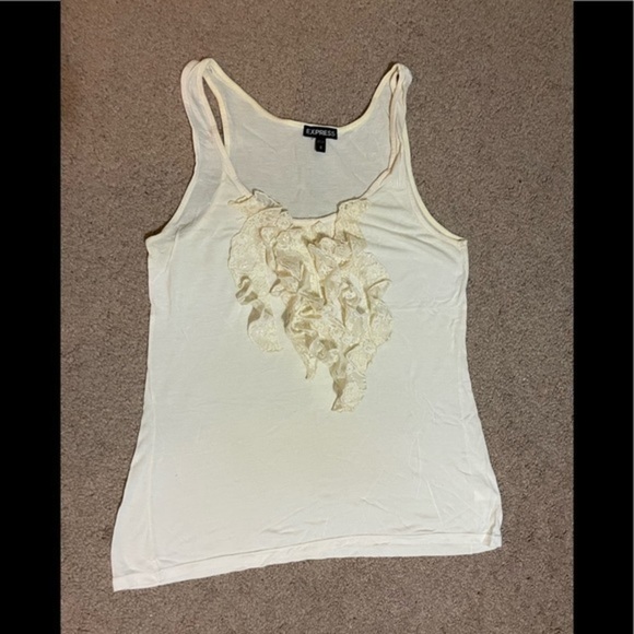 Express Ruffle Design cream top size Small - Picture 7 of 7